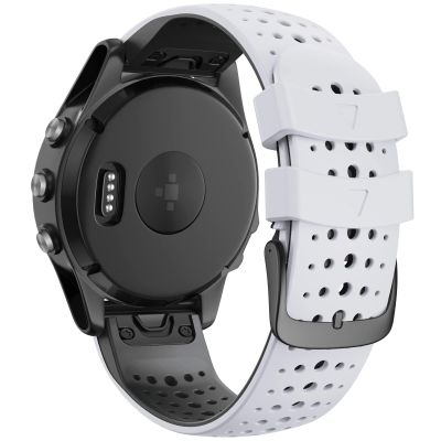 AEHON 22mm For Fenix 5 Watch Band 22mm Easy-fit Silicone Soft Sport Band Replacment For Fenix 7/Fenix 5 Plus/Fenix 6/Fenix 6 Pro Smartwatches(White/Black)