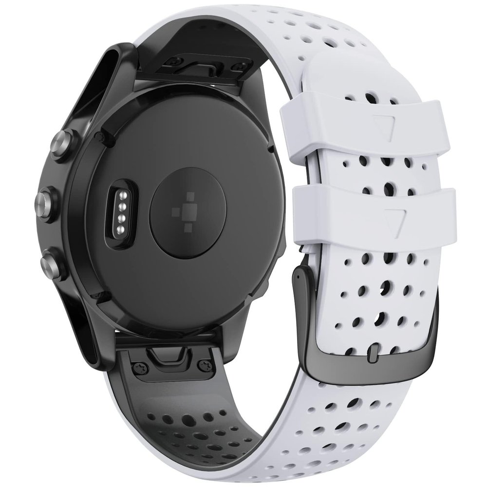 AEHON 22mm For Fenix 5 Watch Band 22mm Easy-fit Silicone Soft Sport Band Replacment For Fenix 7/Fenix 5 Plus/Fenix 6/Fenix 6 Pro Smartwatches(White/Black)