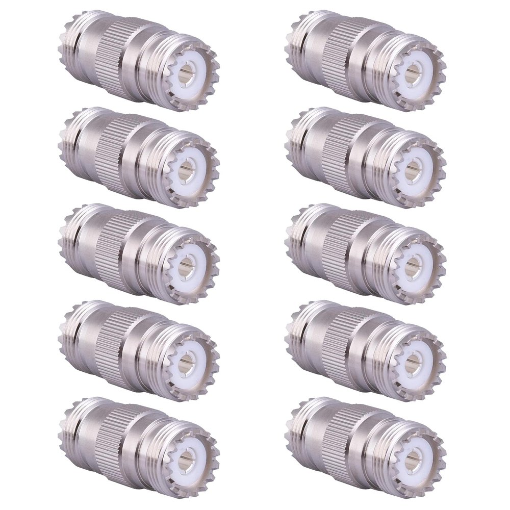 XRDS -RF 10-Pack SO-239 UHF Female to Female Coupler Connector, Double UHF Female Adapter for RF Coaxial Cable, Ham Radio, CB Radio, Antenna, and RF Applications