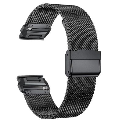 ANZOAT 22mm 26mm QuickFit Milanese Metal Strap For Garmin EPIX GEN2 Fenix7 7X Solar/6X 6XPro 5XPlus Forerunner 955 Enduro 2 Watchbands(Black,For Garmin Fenix 6)