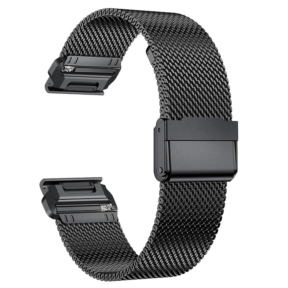 ANZOAT 22mm 26mm QuickFit Milanese Metal Strap For Garmin EPIX GEN2 Fenix7 7X Solar/6X 6XPro 5XPlus Forerunner 955 Enduro 2 Watchbands(Black,For Garmin Fenix 6)
