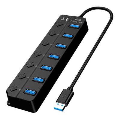 BRIGHTFUFU USB Hub Port Splitter Adapter Individual Off for Laptop High-Speed USB Hub Led Indicator for Multiple Devices and Efficient Data Transfer