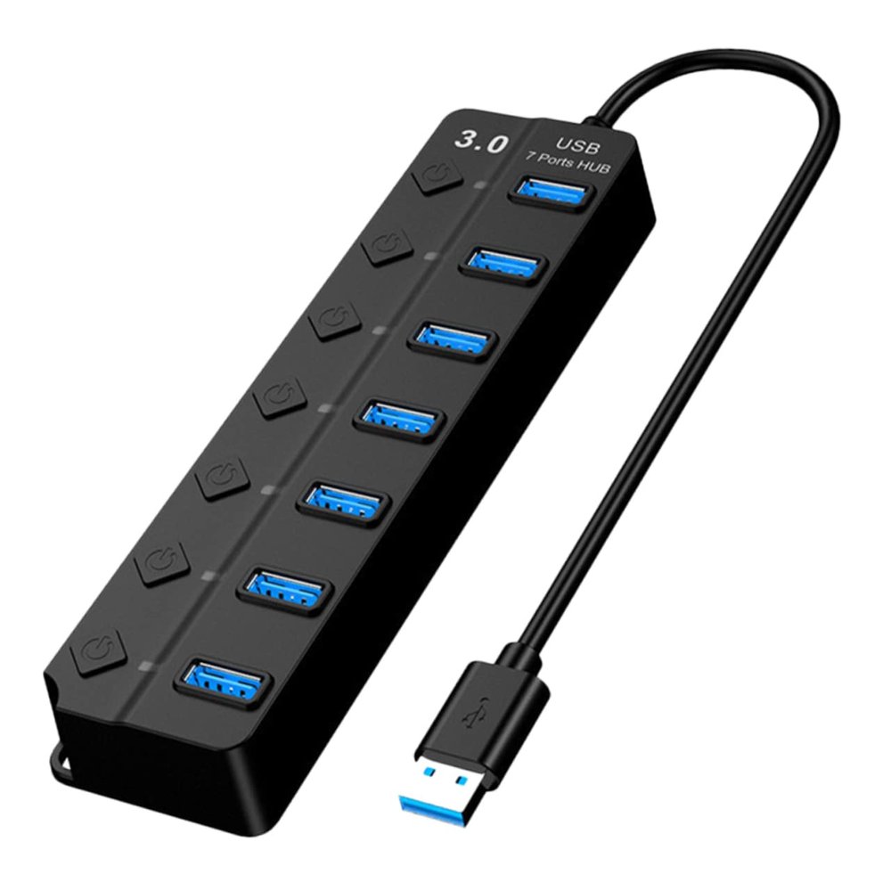 BRIGHTFUFU USB Hub Port Splitter Adapter Individual Off for Laptop High-Speed USB Hub Led Indicator for Multiple Devices and Efficient Data Transfer