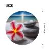 Tropical Flower and Zen Stone Mouse Pad with Non-Slip Rubber Base, 2 PCS Waterproof Gaming Mousepad with Stitched Edge, Laptop Mousemat Washable Mousepads, Round Mice Pad for Office 8 in view 2