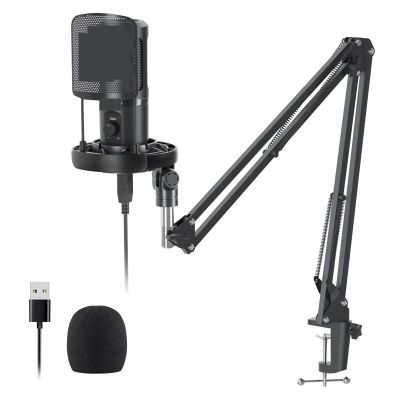 GGGUOJINN USB Microphone Professional Condenser Computer Mic with Gain PoP Filter Shock Mount for Podcasting Gaming Recording (Color : Boom Arm Stand Mic)
