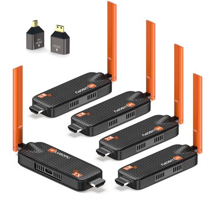 Wireless HDMI Transmitter and 4 Receivers, 5.8G WELUSOPU HDMI Wireless Extender Casting Content for PC Laptop Camera Cable Box to Multiple TVs Monitors Projectors -165FT