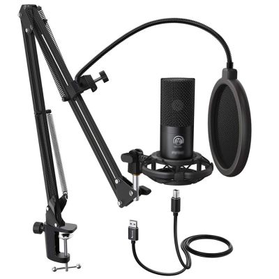 GGGUOJINN Studio Condenser USB Computer Microphone Kit with Adjustable Scissor Arm Stand Shock Mount for YouTube Voice