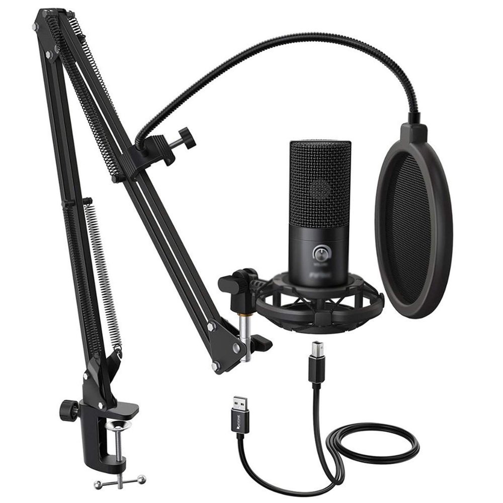 GGGUOJINN Studio Condenser USB Computer Microphone Kit with Adjustable Scissor Arm Stand Shock Mount for YouTube Voice