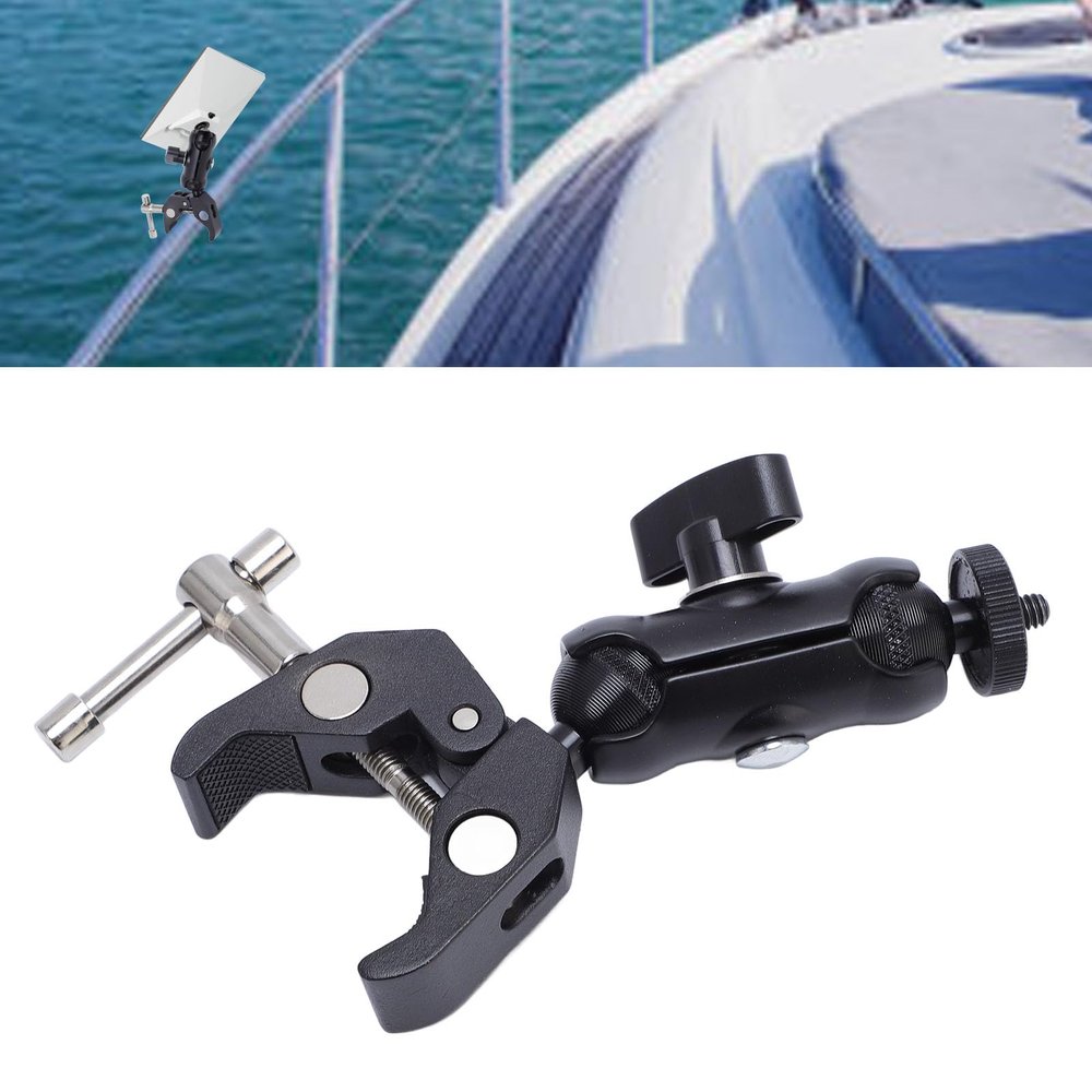 Adjustable Clamp Mount for RV Ladders, Guardrails, Mini Mount, Satellite Mini Dish Pole Clamp with Adapter, Mounting Kit for Roof Rack, Car, RV, Yacht