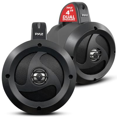 Pyle 4 Waterproof Off-Road Speakers, 900W Compact Power Sport Speaker System for ATV, UTV, 4x4, Jeep, Marine Vehicles, Weatherproof, 2-Way Full Range Stereo, Bass Boost, Roll-Bar Mount (Pair)