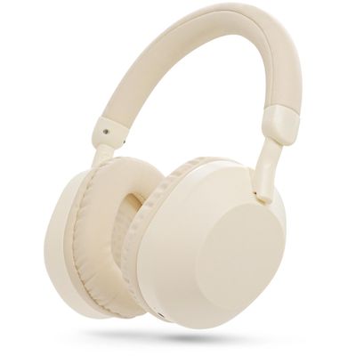 Gabba Goods Wireless Bluetooth Over-Ear Headphones  Deep Bass, 40mm Drivers, Built-in Mic, FM Radio, SD Card Playback, USB-C Fast Charging, 6H Playtime, Lightweight Comfort (Beige)