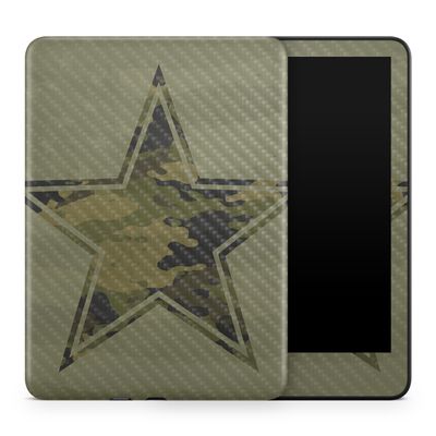 Carbon Fiber Tablet Skin Compatible with Amazon Kindle Colorsoft (2024) - Army Star - Premium 3M Vinyl Protective Wrap Decal Cover - Easy to Apply | Crafted in The USA by MightySkins