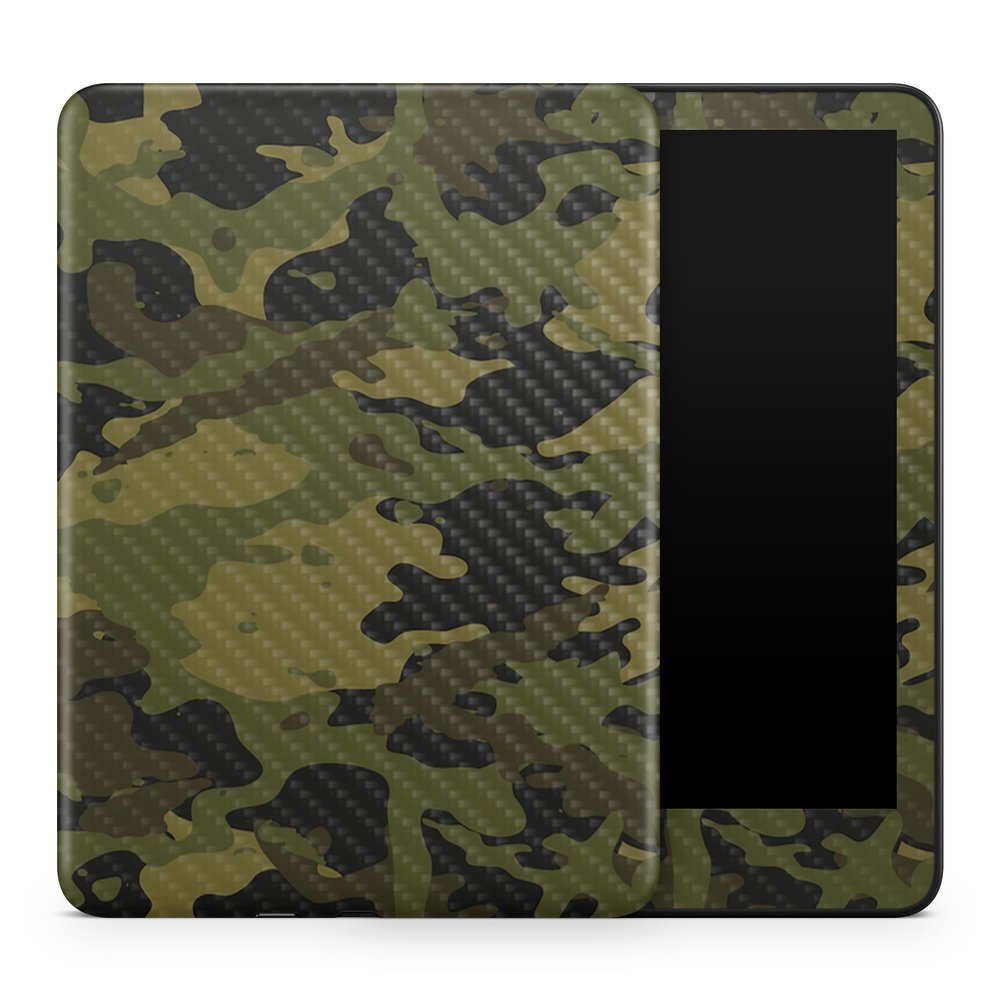 Carbon Fiber Tablet Skin Compatible with Amazon Kindle Colorsoft (2024) - Green Camouflage - Premium 3M Vinyl Protective Wrap Decal Cover - Easy to Apply | Crafted in The USA by MightySkins
