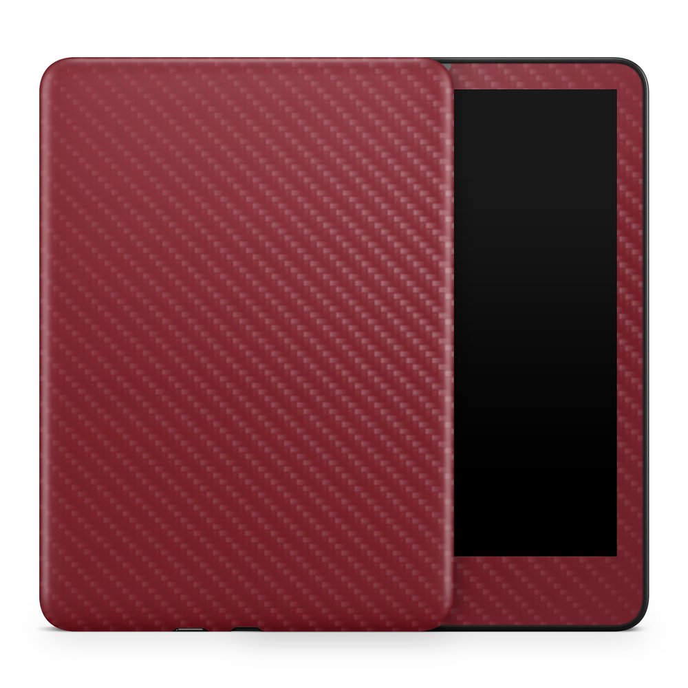 Carbon Fiber Tablet Skin Compatible with Amazon Kindle Colorsoft (2024) - Solid Burgundy - Premium 3M Vinyl Protective Wrap Decal Cover - Easy to Apply | Crafted in The USA by MightySkins