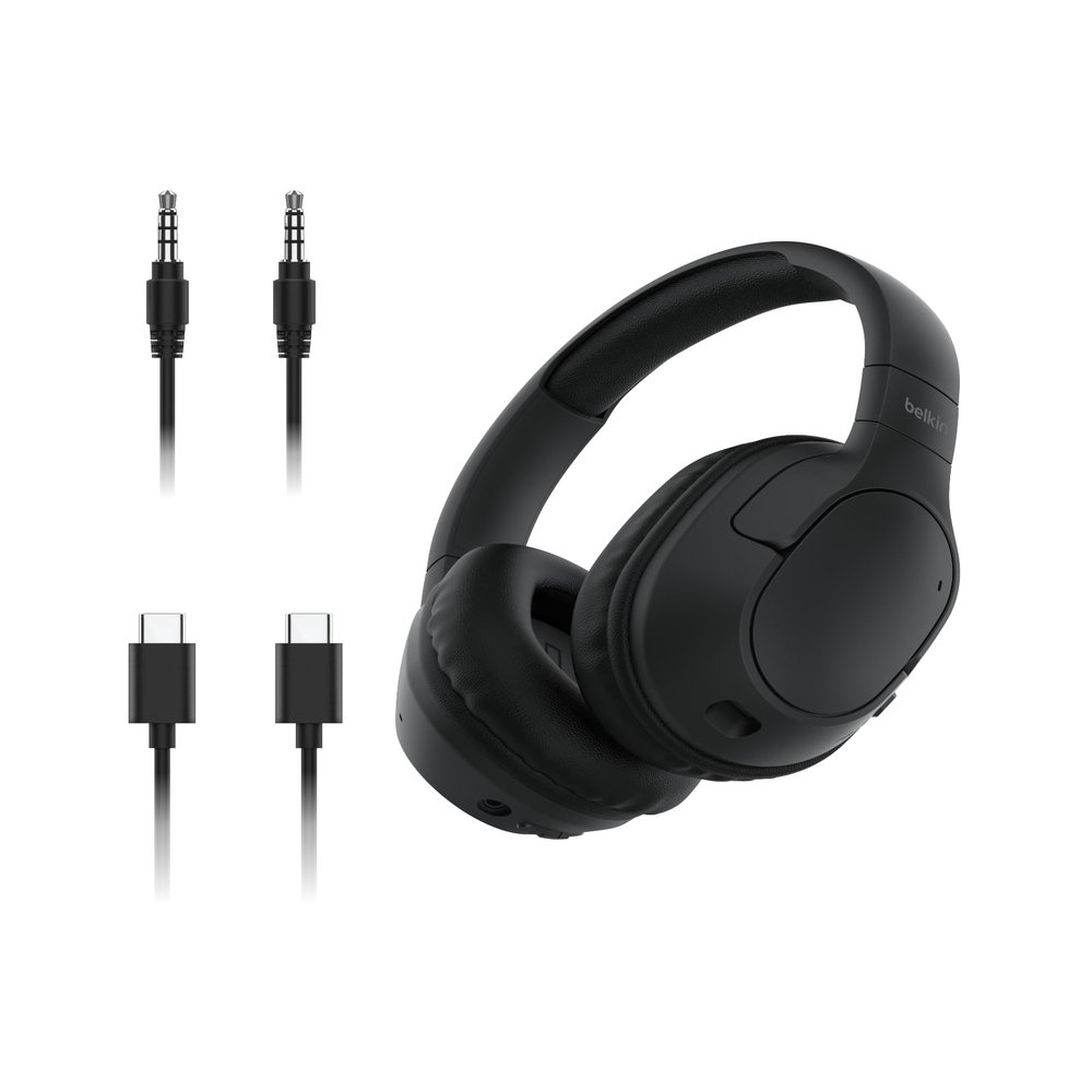 Belkin SoundForm Surround Bluetooth Over-Ear Headphones - Environmental Noise Cancelling Headphones - Wireless w/ 60H Playtime & Soft Ear Cups for iPhone, Galaxy, iPad, Travel, Home, or Office - Black