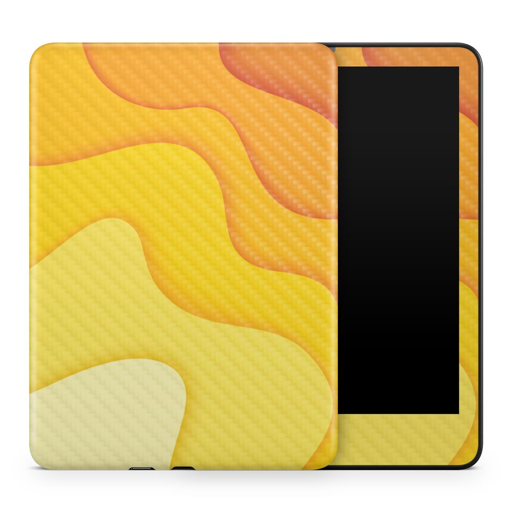 Carbon Fiber Tablet Skin Compatible with Amazon Kindle Colorsoft (2024) - Papercraft Yellow - Premium 3M Vinyl Protective Wrap Decal Cover - Easy to Apply | Crafted in The USA by MightySkins