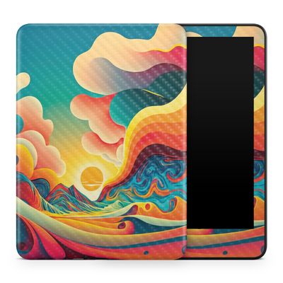 Carbon Fiber Tablet Skin Compatible with Amazon Kindle Colorsoft (2024) - Surreal Sunset - Premium 3M Vinyl Protective Wrap Decal Cover - Easy to Apply | Crafted in The USA by MightySkins
