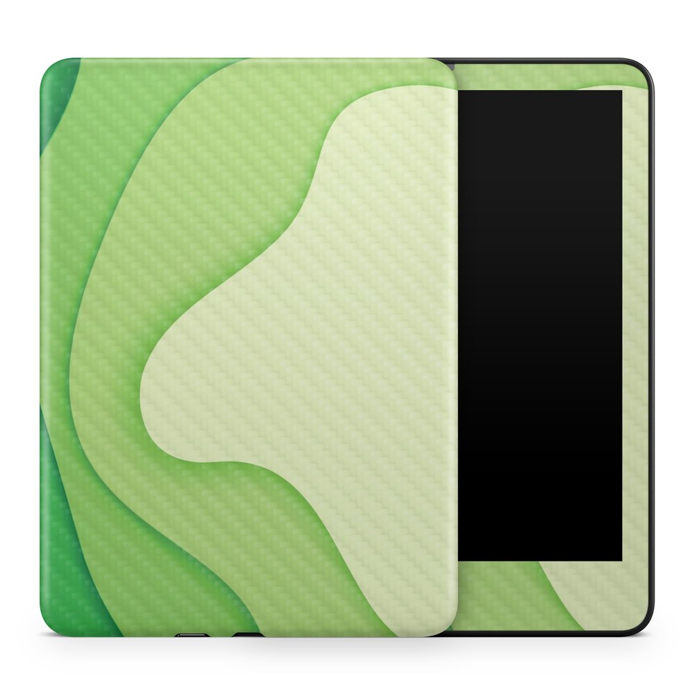 Carbon Fiber Tablet Skin Compatible with Amazon Kindle Colorsoft (2024) - Papercraft Green - Premium 3M Vinyl Protective Wrap Decal Cover - Easy to Apply | Crafted in The USA by MightySkins