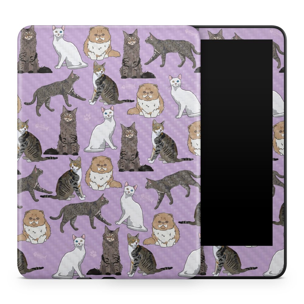Carbon Fiber Tablet Skin Compatible with Amazon Kindle Colorsoft (2024) - Cat Chaos - Premium 3M Vinyl Protective Wrap Decal Cover - Easy to Apply | Crafted in The USA by MightySkins