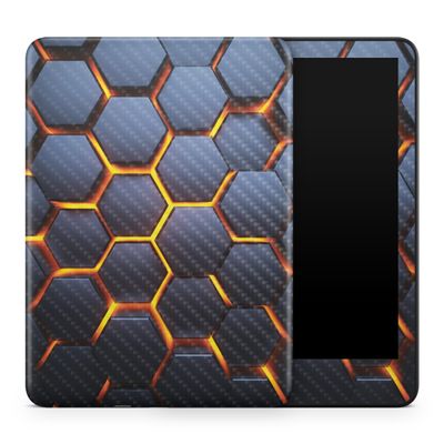 Carbon Fiber Tablet Skin Compatible with Amazon Kindle Colorsoft (2024) - Lava Hex - Premium 3M Vinyl Protective Wrap Decal Cover - Easy to Apply | Crafted in The USA by MightySkins