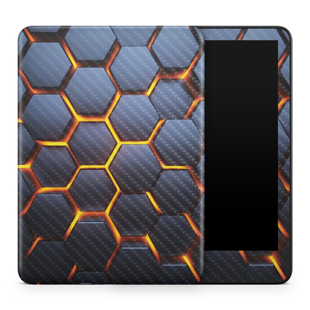 Carbon Fiber Tablet Skin Compatible with Amazon Kindle Colorsoft (2024) - Lava Hex - Premium 3M Vinyl Protective Wrap Decal Cover - Easy to Apply | Crafted in The USA by MightySkins