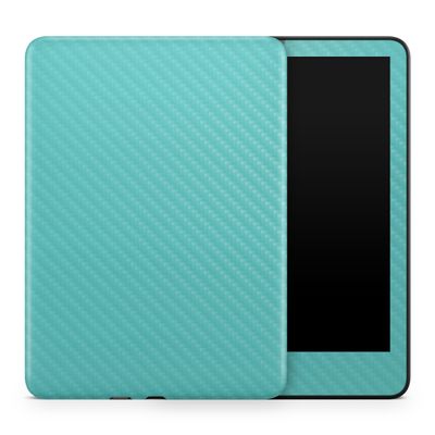 Carbon Fiber Tablet Skin Compatible with Amazon Kindle Colorsoft (2024) - Solid Turquoise - Premium 3M Vinyl Protective Wrap Decal Cover - Easy to Apply | Crafted in The USA by MightySkins