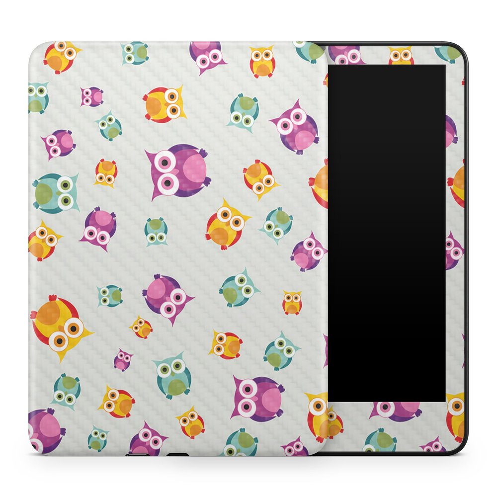 Carbon Fiber Tablet Skin Compatible with Amazon Kindle Colorsoft (2024) - Owls - Premium 3M Vinyl Protective Wrap Decal Cover - Easy to Apply | Crafted in The USA by MightySkins