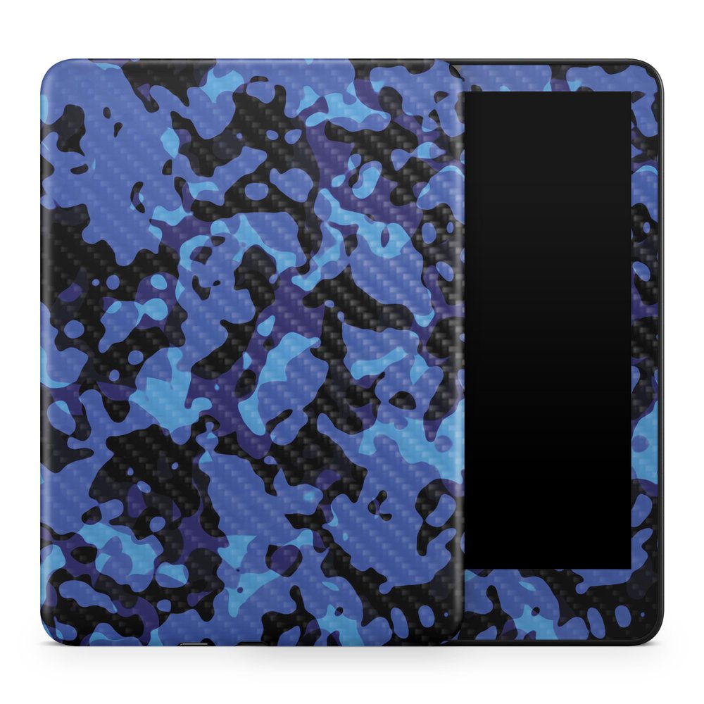 Carbon Fiber Tablet Skin Compatible with Amazon Kindle Colorsoft (2024) - Blue Modern Camo - Premium 3M Vinyl Protective Wrap Decal Cover - Easy to Apply | Crafted in The USA by MightySkins