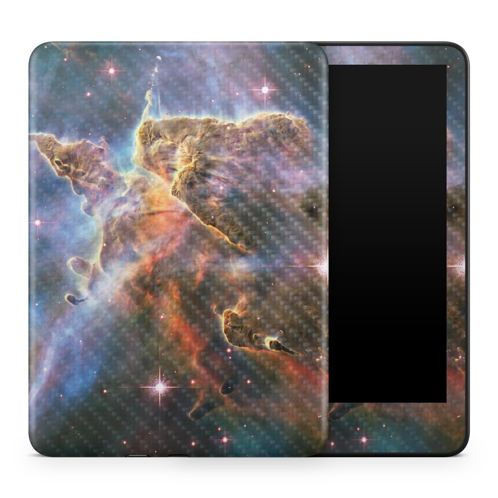 Carbon Fiber Tablet Skin Compatible with Amazon Kindle Colorsoft (2024) - Golden Nebula - Premium 3M Vinyl Protective Wrap Decal Cover - Easy to Apply | Crafted in The USA by MightySkins