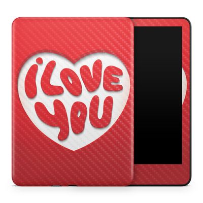 Carbon Fiber Tablet Skin Compatible with Amazon Kindle Colorsoft (2024) - I Love You - Premium 3M Vinyl Protective Wrap Decal Cover - Easy to Apply | Crafted in The USA by MightySkins