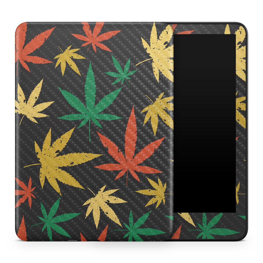 Carbon Fiber Tablet Skin Compatible with Amazon Kindle Colorsoft (2024) - Rastafari Kush - Premium 3M Vinyl Protective Wrap Decal Cover - Easy to Apply | Crafted in The USA by MightySkins