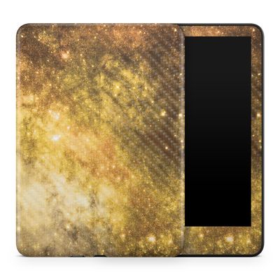 Carbon Fiber Tablet Skin Compatible with Amazon Kindle Colorsoft (2024) - Golden Stars - Premium 3M Vinyl Protective Wrap Decal Cover - Easy to Apply | Crafted in The USA by MightySkins