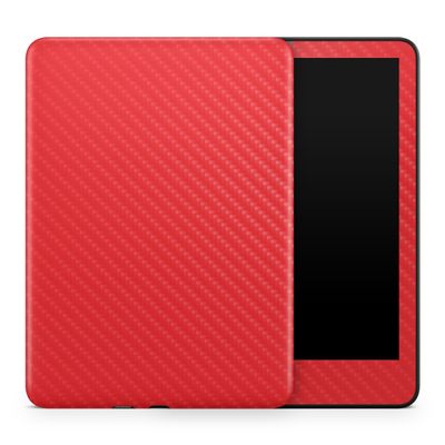 Carbon Fiber Tablet Skin Compatible with Amazon Kindle Colorsoft (2024) - Solid Red - Premium 3M Vinyl Protective Wrap Decal Cover - Easy to Apply | Crafted in The USA by MightySkins