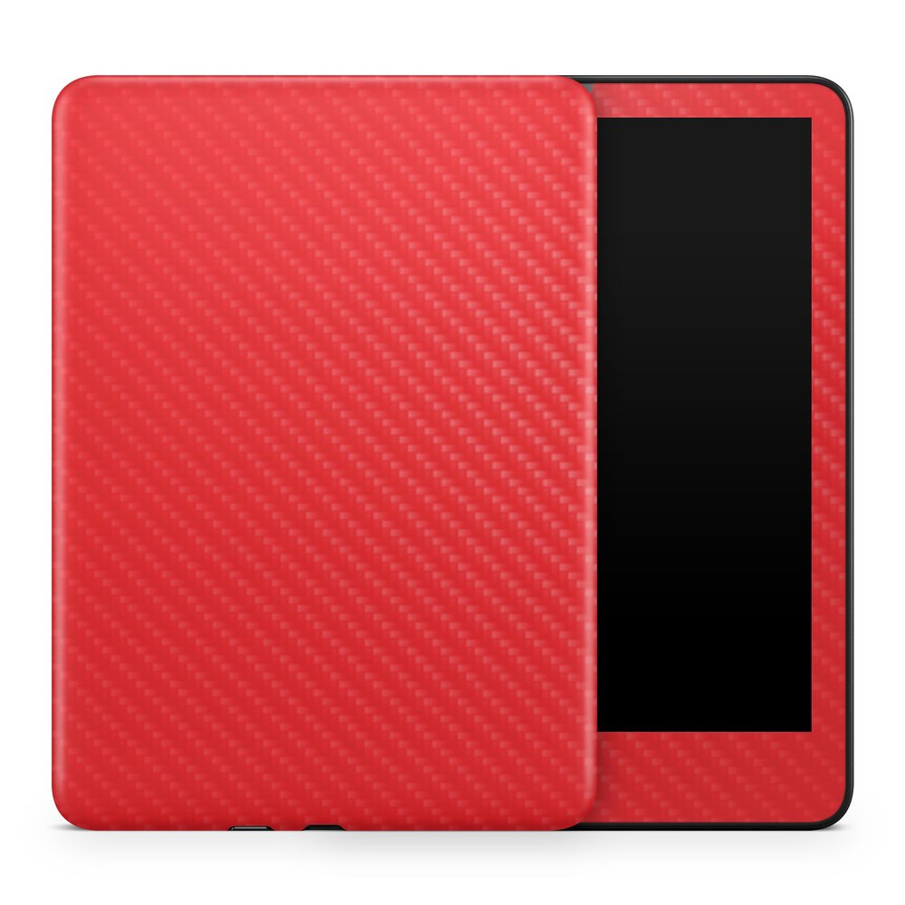 Carbon Fiber Tablet Skin Compatible with Amazon Kindle Colorsoft (2024) - Solid Red - Premium 3M Vinyl Protective Wrap Decal Cover - Easy to Apply | Crafted in The USA by MightySkins