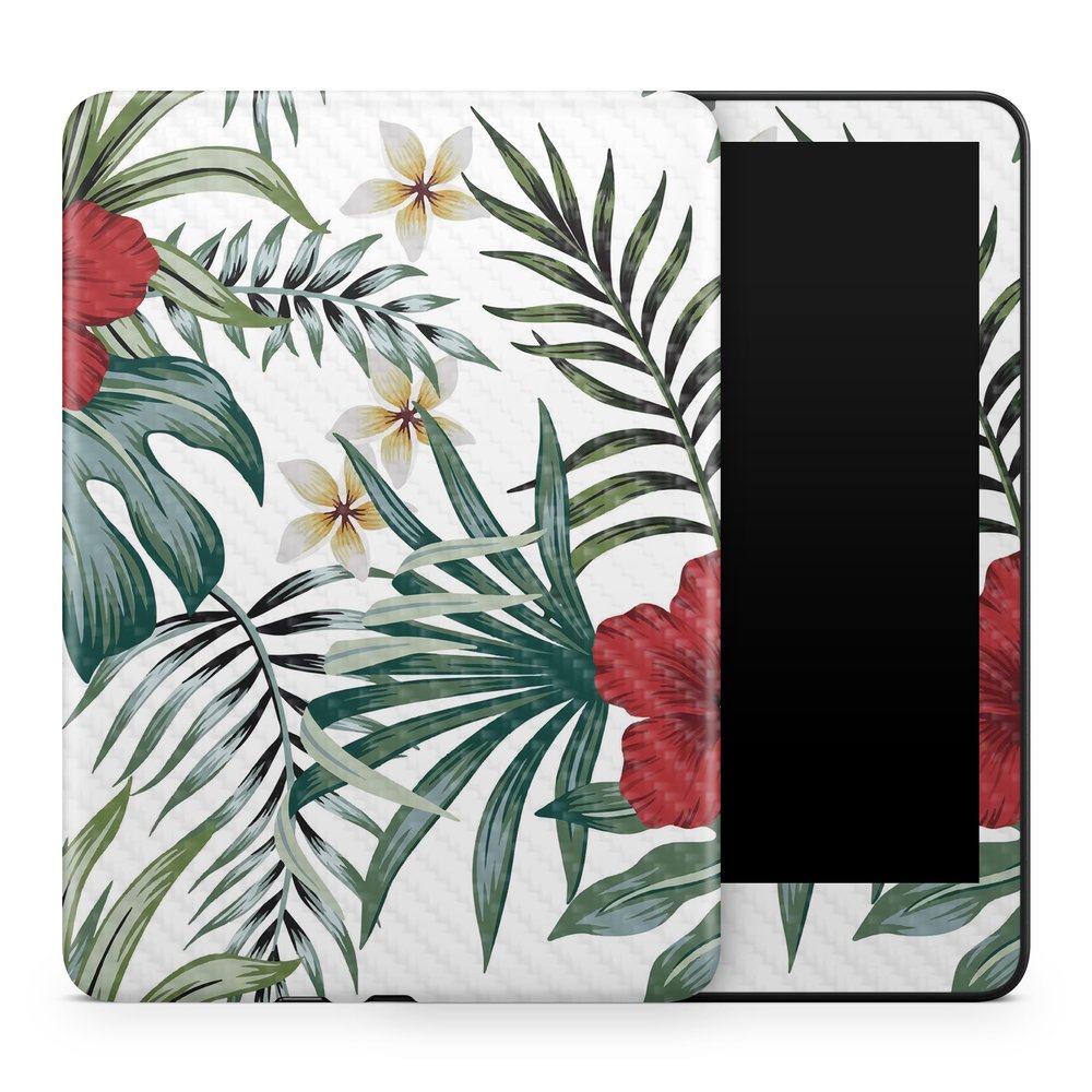 Carbon Fiber Tablet Skin Compatible with Amazon Kindle Colorsoft (2024) - Tropical Hibiscus - Premium 3M Vinyl Protective Wrap Decal Cover - Easy to Apply | Crafted in The USA by MightySkins