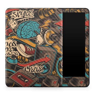 Carbon Fiber Tablet Skin Compatible with Amazon Kindle Colorsoft (2024) - Orange Hip Hop - Premium 3M Vinyl Protective Wrap Decal Cover - Easy to Apply | Crafted in The USA by MightySkins