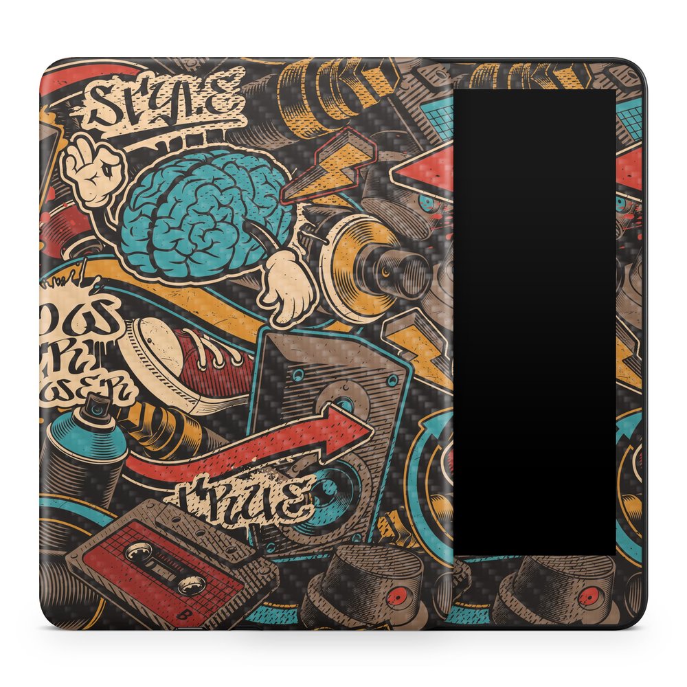 Carbon Fiber Tablet Skin Compatible with Amazon Kindle Colorsoft (2024) - Orange Hip Hop - Premium 3M Vinyl Protective Wrap Decal Cover - Easy to Apply | Crafted in The USA by MightySkins