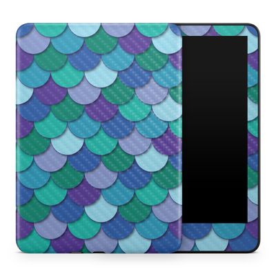Carbon Fiber Tablet Skin Compatible with Amazon Kindle Colorsoft (2024) - Blue Scales - Premium 3M Vinyl Protective Wrap Decal Cover - Easy to Apply | Crafted in The USA by MightySkins