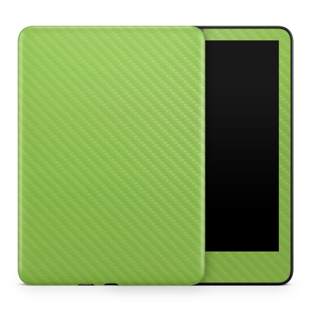 Carbon Fiber Tablet Skin Compatible with Amazon Kindle Colorsoft (2024) - Solid Lime Green - Premium 3M Vinyl Protective Wrap Decal Cover - Easy to Apply | Crafted in The USA by MightySkins