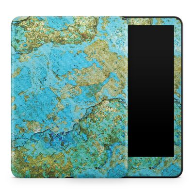 Carbon Fiber Tablet Skin Compatible with Amazon Kindle Colorsoft (2024) - Teal Marble - Premium 3M Vinyl Protective Wrap Decal Cover - Easy to Apply | Crafted in The USA by MightySkins