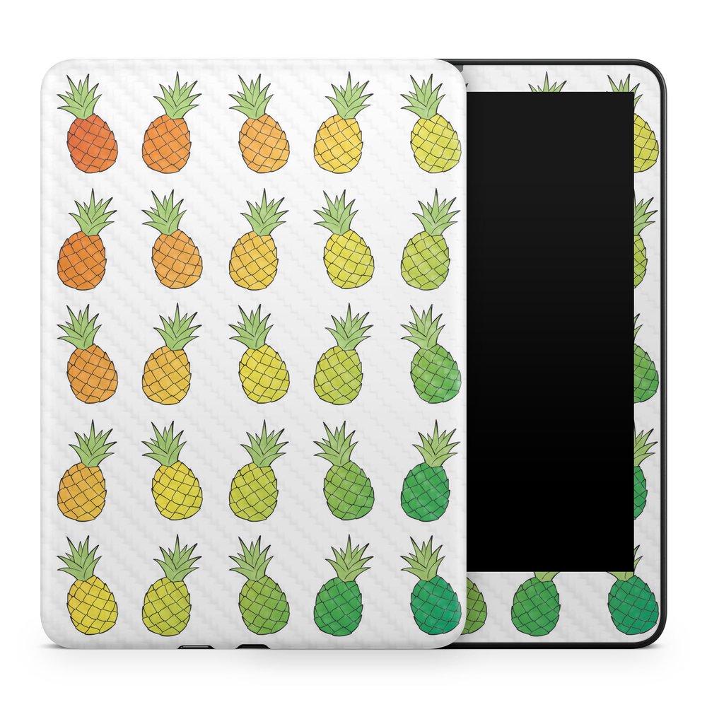 Carbon Fiber Tablet Skin Compatible with Amazon Kindle Colorsoft (2024) - Rainbow Pineapples - Premium 3M Vinyl Protective Wrap Decal Cover - Easy to Apply | Crafted in The USA by MightySkins
