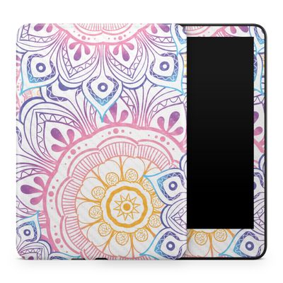 Carbon Fiber Tablet Skin Compatible with Amazon Kindle Colorsoft (2024) - Vibrant Mandala - Premium 3M Vinyl Protective Wrap Decal Cover - Easy to Apply | Crafted in The USA by MightySkins