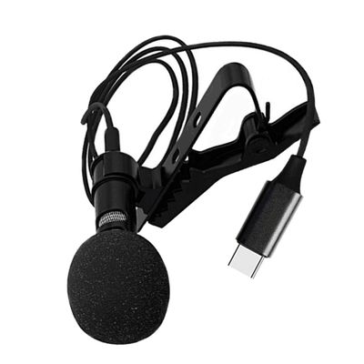CIYODO Mini Lavalier Microphone for Smartphone Type-C Condenser Mic with Clip Active Noise Cancelling for Live Streaming and Recording Compact Design Black