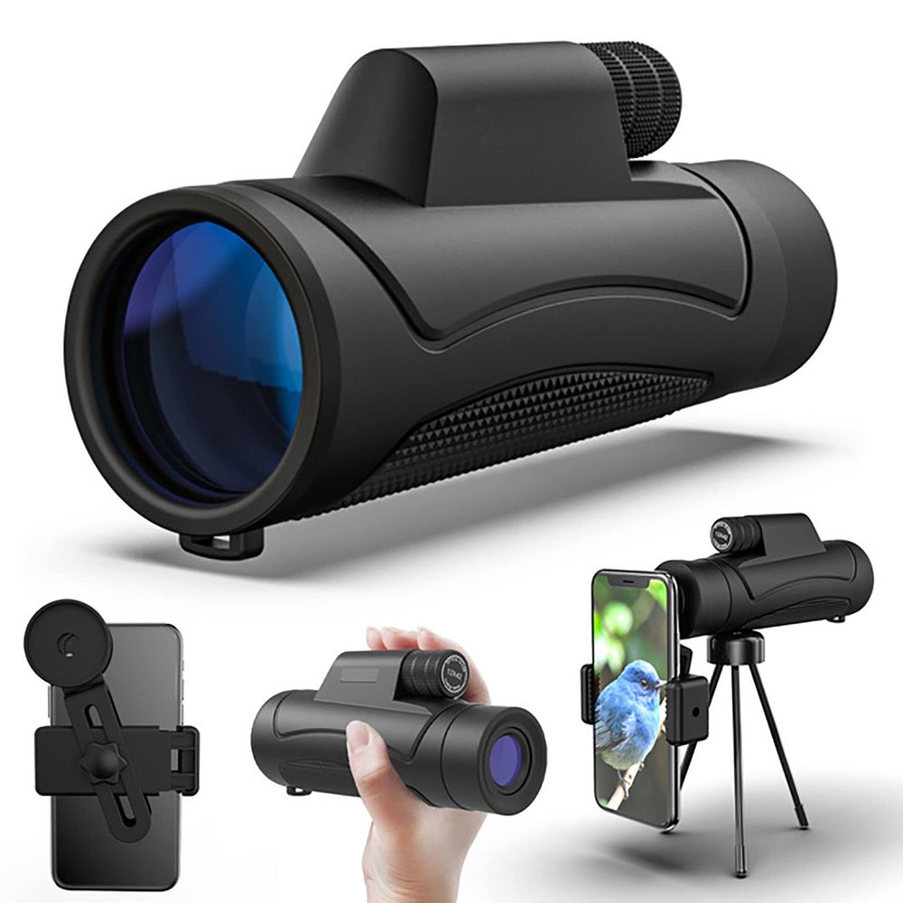 10x42 Monocular Telescope with Smartphone Holder Tripod for Adults Kids, HD Waterproof BAK4 Prism Monocular Scope with Clear for Bird Watching Hunting Hiking Travel Camping