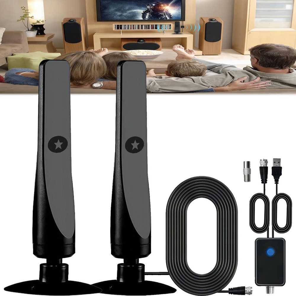 Startune TV Antenna, Optiwave TV Antenna, Wavevista TV Antenna 2025, Wave Vista Smart TV Antenna, Ultra4tv Digital TV Antenna Indoor, Suction Cup HD TV Antenna for Smart Tv and All Tv (2PCS)