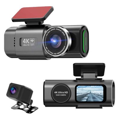 4k Dash Cam Front and Rear, Full HD WiFi Dash Camera for Cars with App, 1080P Dual Dashcam Car Camera with Night Vision, G-Sensor, Loop Recording, Included 64GB Card