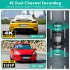 4k Dash Cam Front and Rear, Full HD WiFi Dash Camera for Cars with App, 1080P Dual Dashcam Car Camera with Night Vision, G-Sensor, Loop Recording, Included 64GB Card view 2