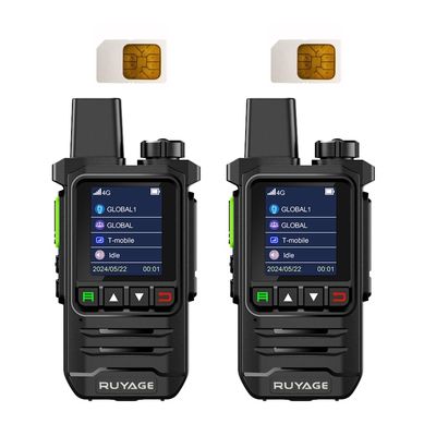 2-Pack Ruyage Walkie Talkies with Sim Cards - Handheld PoC Two Way Radios Unlimited Range - Rechargeable PTT Push to Talk Over Cellular Radio Long Range (X20)