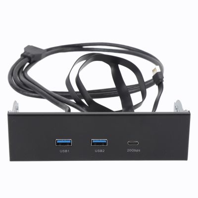 5.25 Inch Front Panel USB Hub, Internal USB Hub with 20Gbps USB3.2 Gen2 USB C and USB A Ports, USB Type E Key A 19 Pin Header, Optical Drive Extension Panel for PC