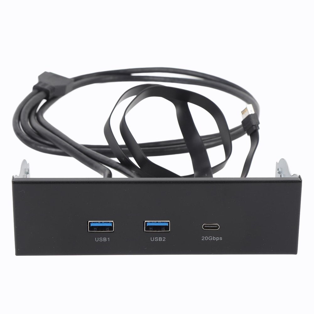 5.25 Inch Front Panel USB Hub, Internal USB Hub with 20Gbps USB3.2 Gen2 USB C and USB A Ports, USB Type E Key A 19 Pin Header, Optical Drive Extension Panel for PC